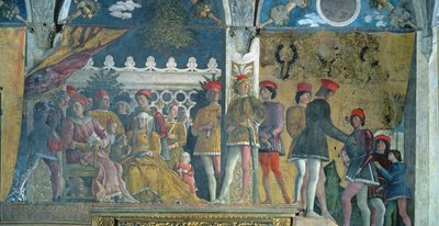 Marchese Ludovico Gonzaga III, his wife Barbara of Brandenburg, their children, courtiers and their dog Rubino, from the Camera degli Sposi or Camera Picta, 1465-74 by Andrea Mantegna